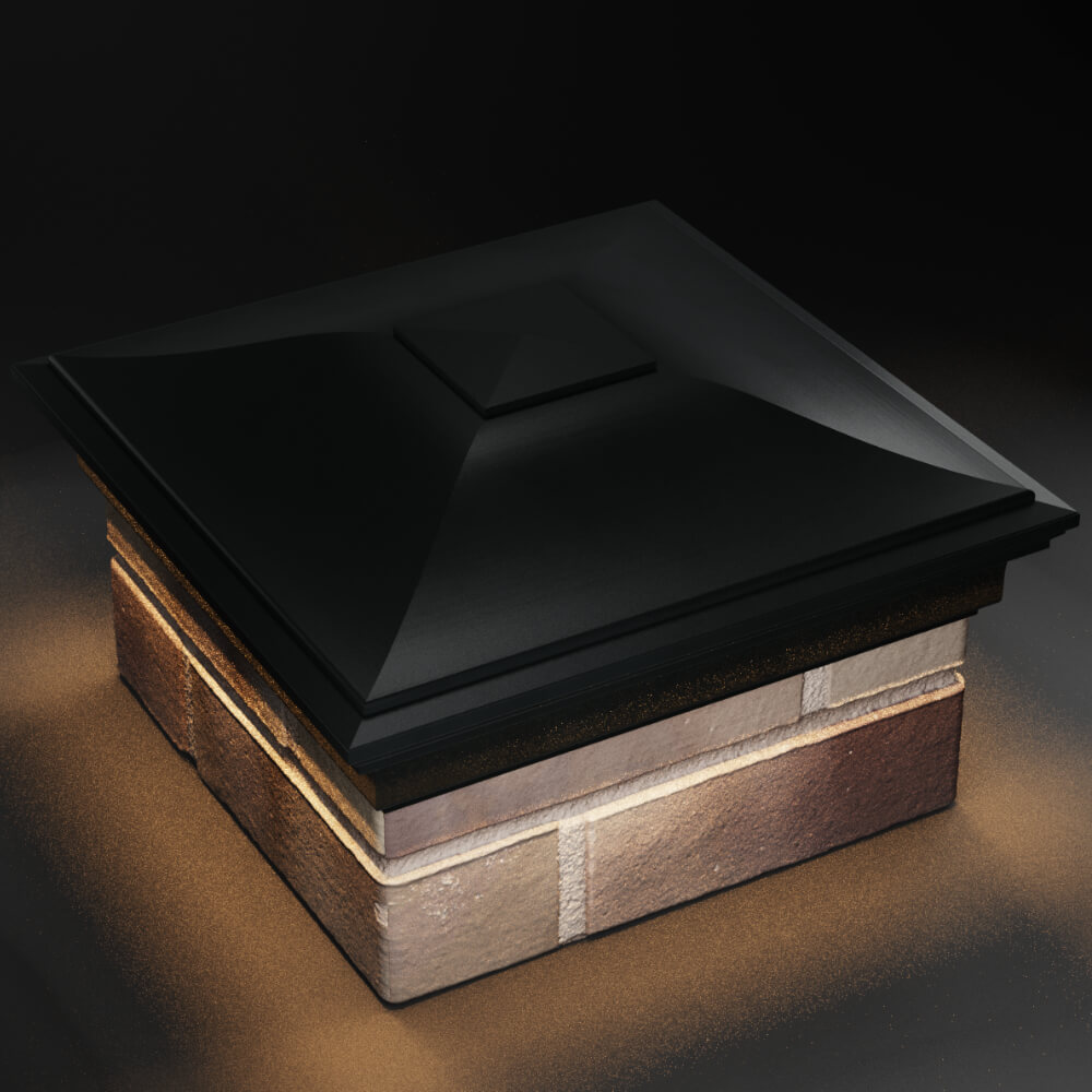 Колпак Zking Монблан Черный на столб 1.5х1.5 кирпича (385х385мм) с подсветкой в Сочи фото