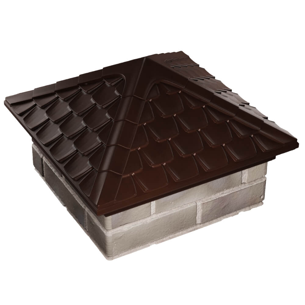 Колпак Zking Эльбрус Коричневый на столб 1.5х1.5 кирпича (385х385мм) в Сочи фото