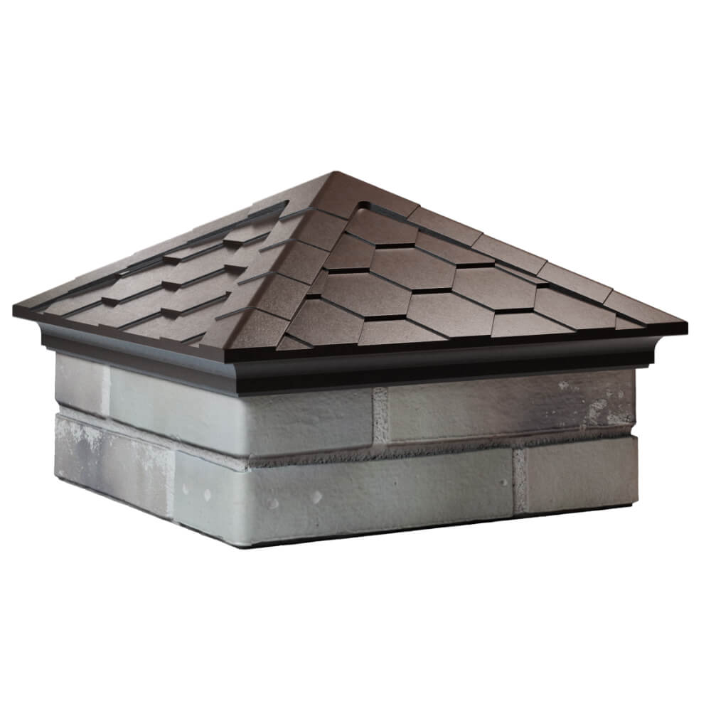 Колпак Zking Эверест Коричневый на столб 1.5х1.5 кирпича (390х390мм) в Сочи фото