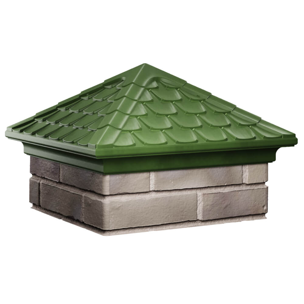 Колпак Zking Эльбрус Зеленый на столб 1.5х1.5 кирпича (385х385мм) в Сочи фото
