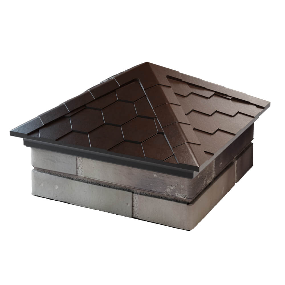 Колпак Zking Эверест Коричневый на столб 1.5х1.5 кирпича (390х390мм) в Сочи фото