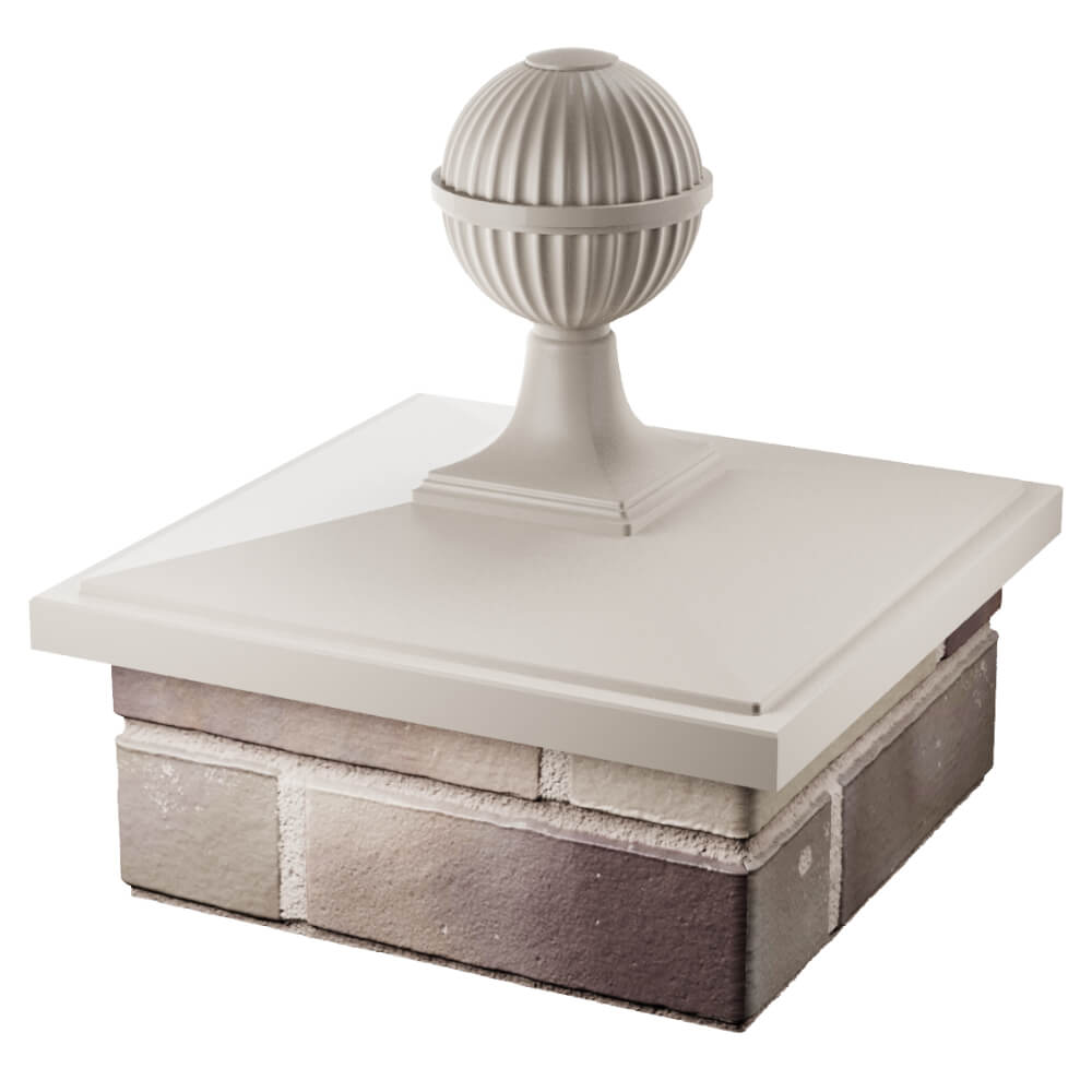 Колпак Zking БонаМоно Бежевый с шаром на столб 1.5х1.5 кирпича (385х385, 400х400мм) в сборе в Сочи фото