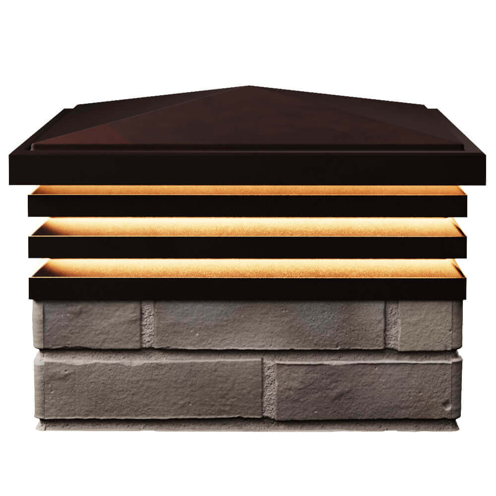 Колпак Zking Бона ХайТек Коричневый на столб 1.5х1.5 кирпича (385х385мм) с подсветкой в Сочи фото